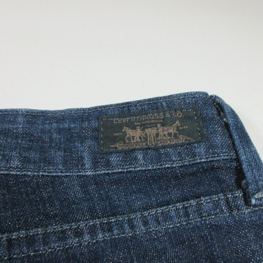 Levis womens women dark distressed 545 lowrise stretch flap boot jeans 14x32 EUC - Picture 6 of 8